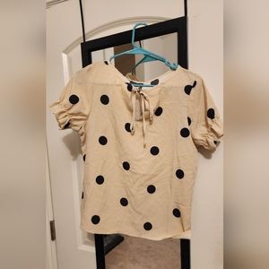 Tie Neck Polka Dot Print Top